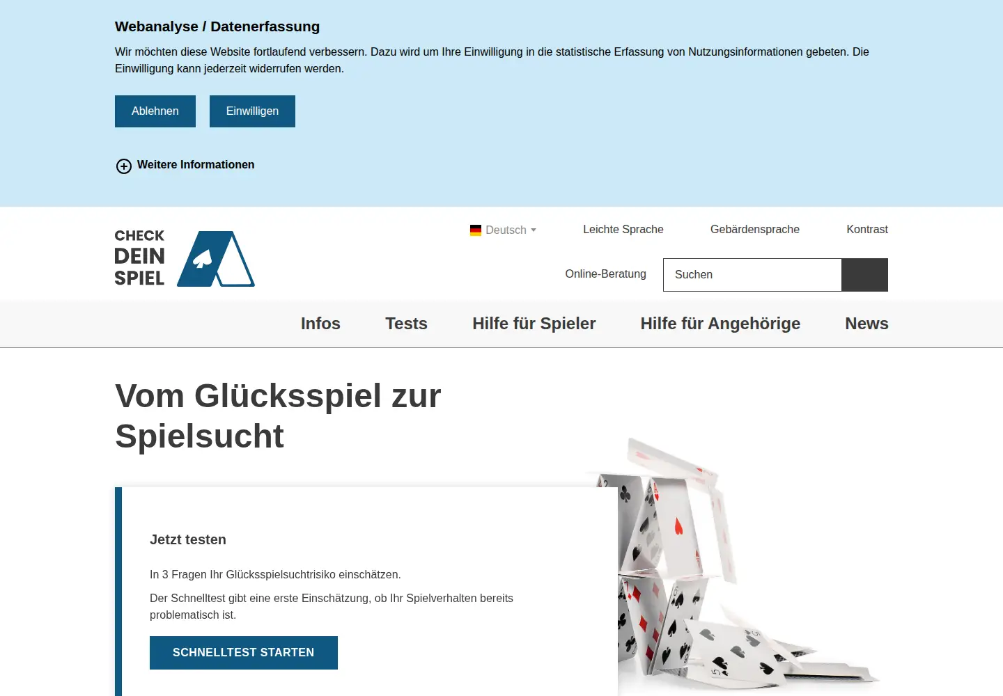 Captured homepage of check-dein-spiel.de in the current scan