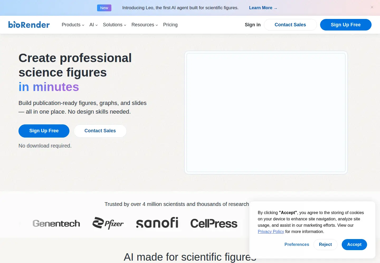 Captured homepage of biorender.com in the current scan