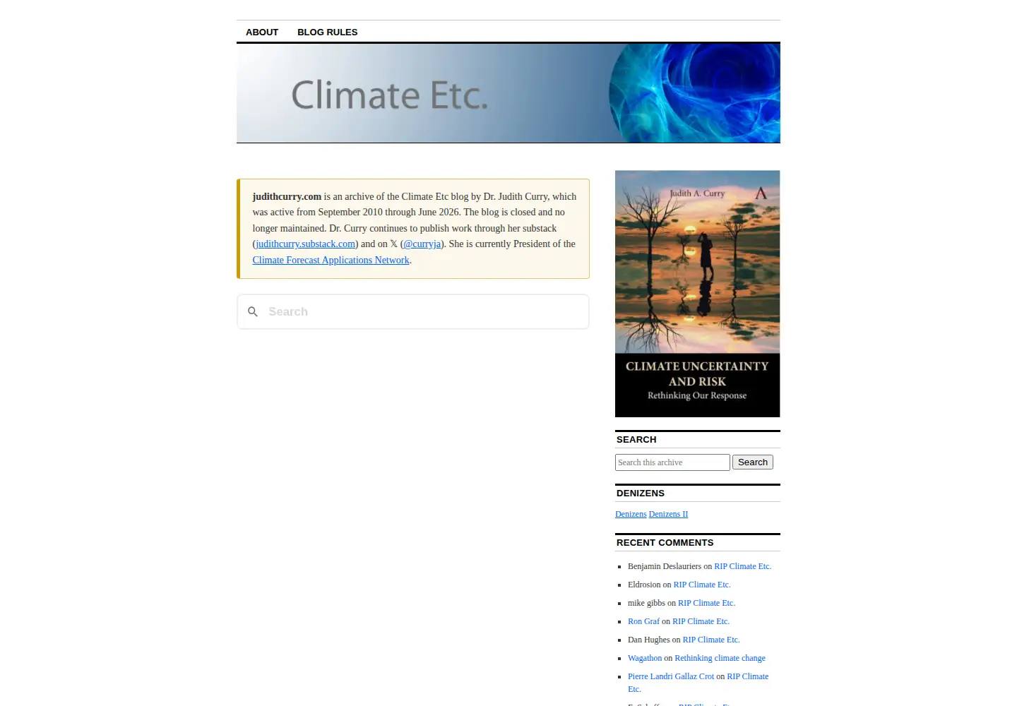 Screenshot of judithcurry.com