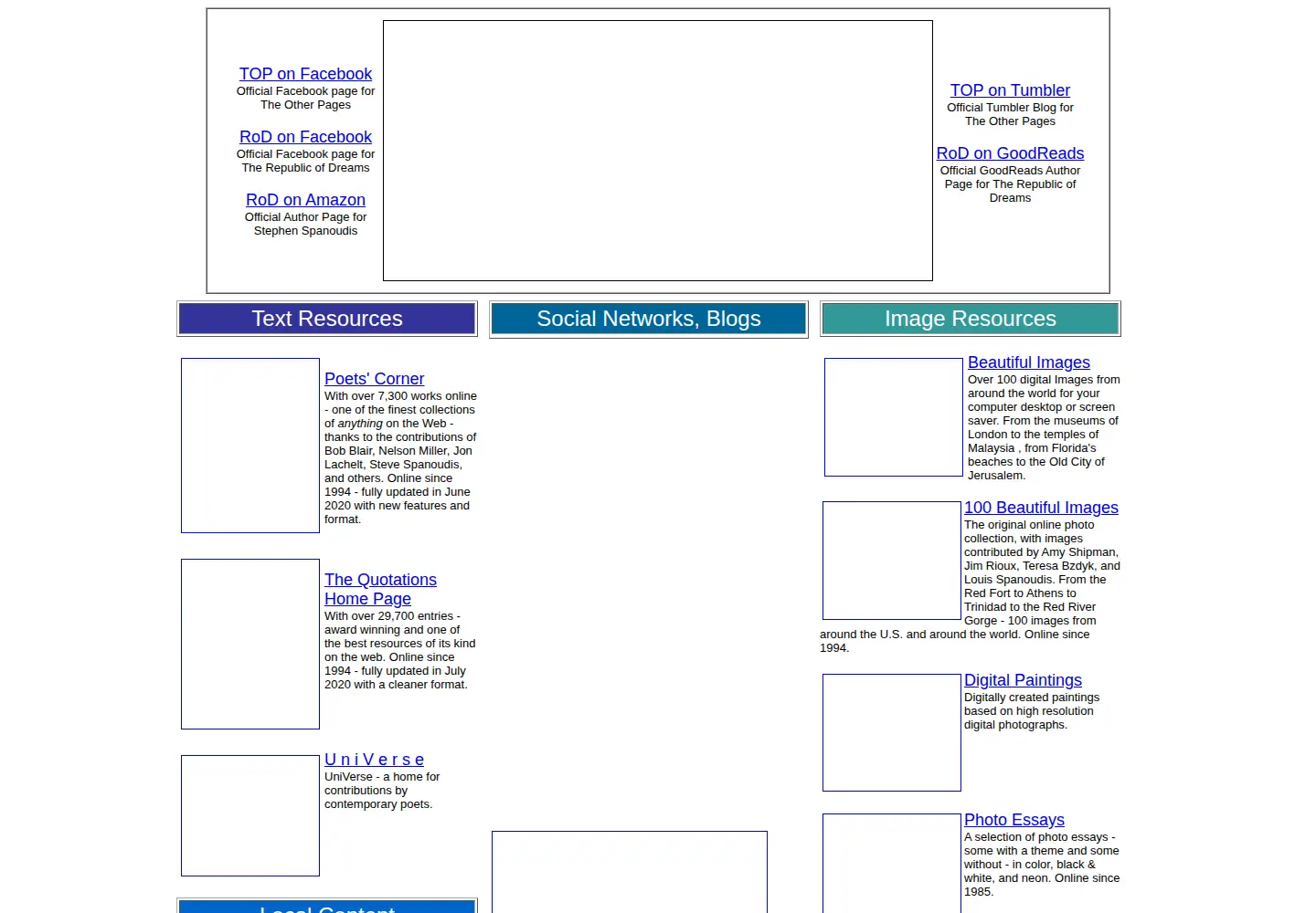 Screenshot of theotherpages.org