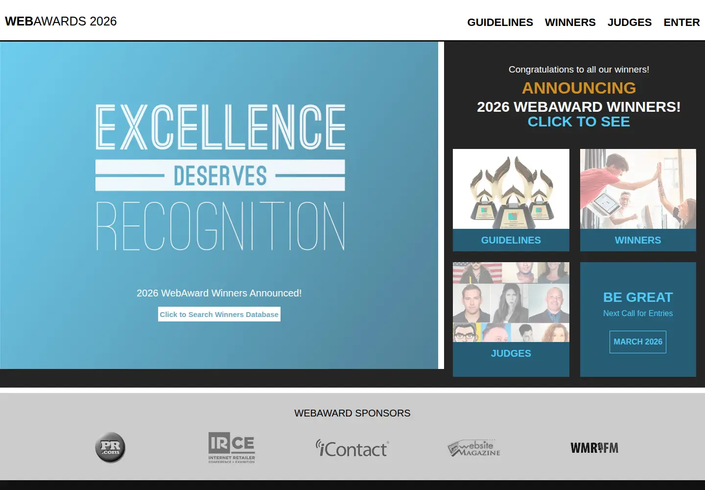 Screenshot of webaward.org