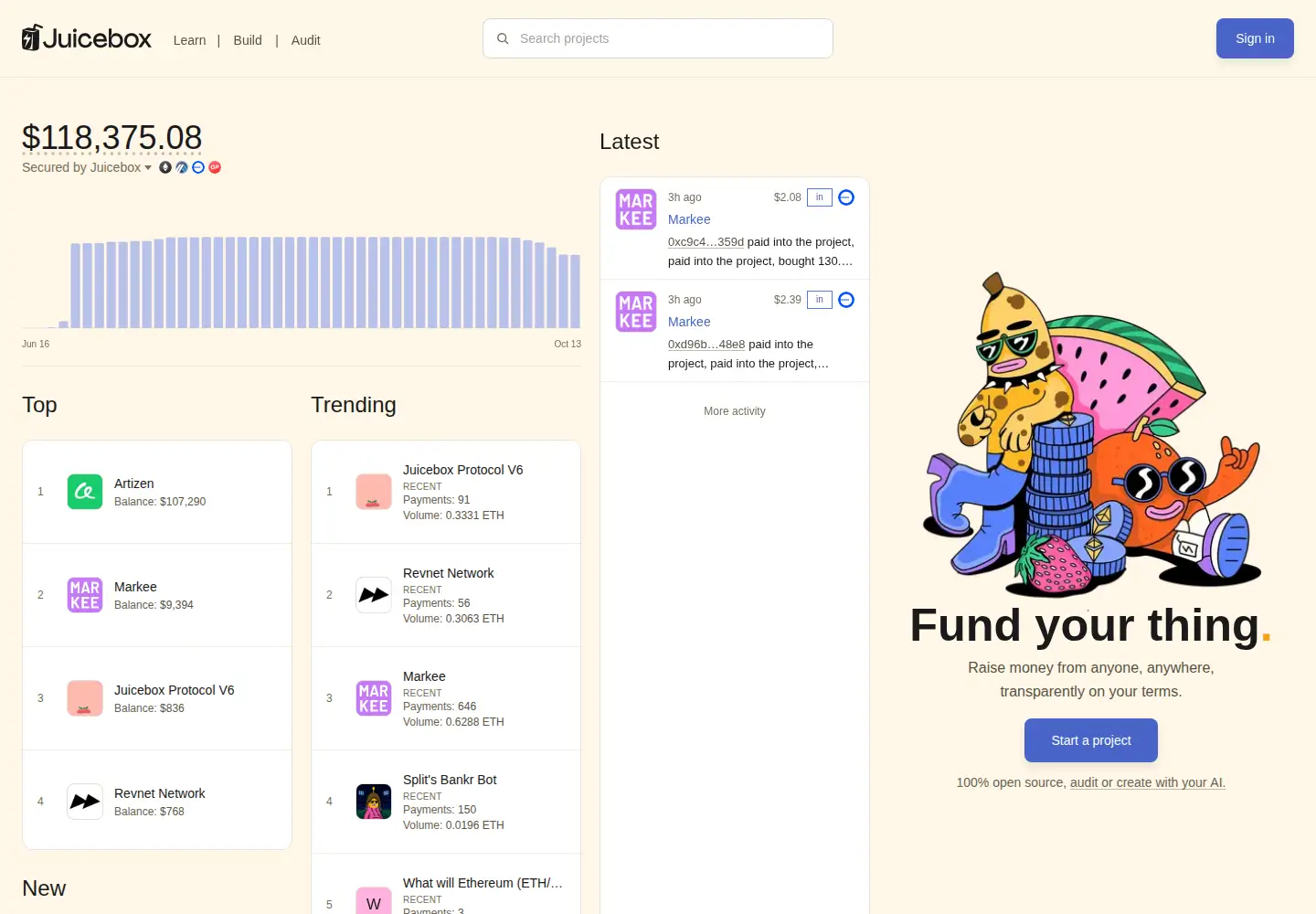 Captured homepage of juicebox.money in the current scan