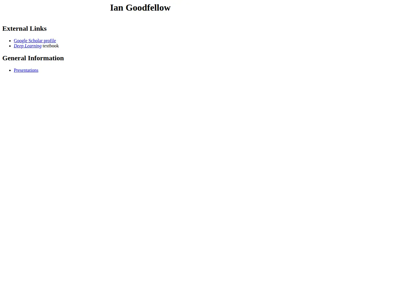 Screenshot of iangoodfellow.com