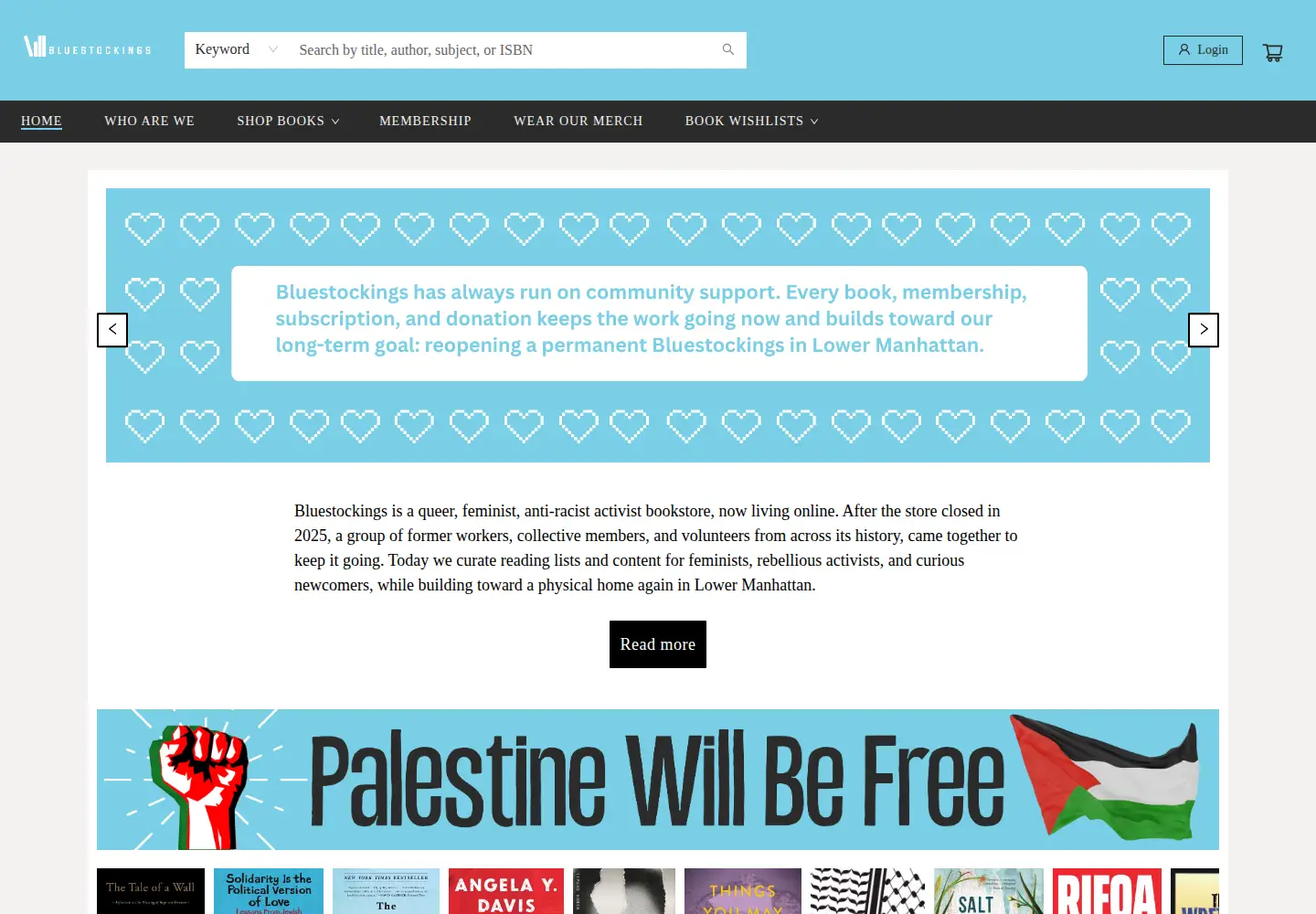 Screenshot of bluestockings.com