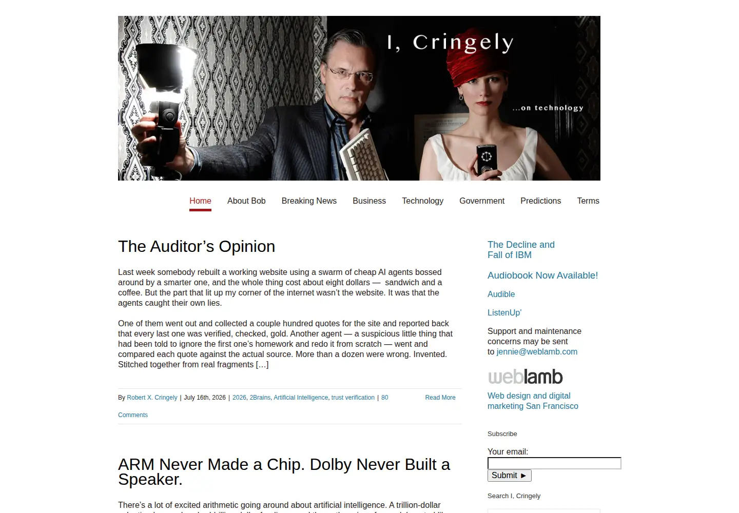 Screenshot of cringely.com