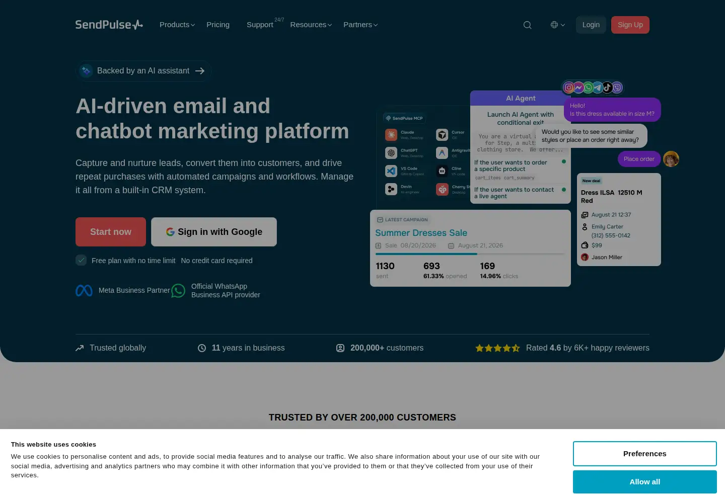 Screenshot of sendpulse.com
