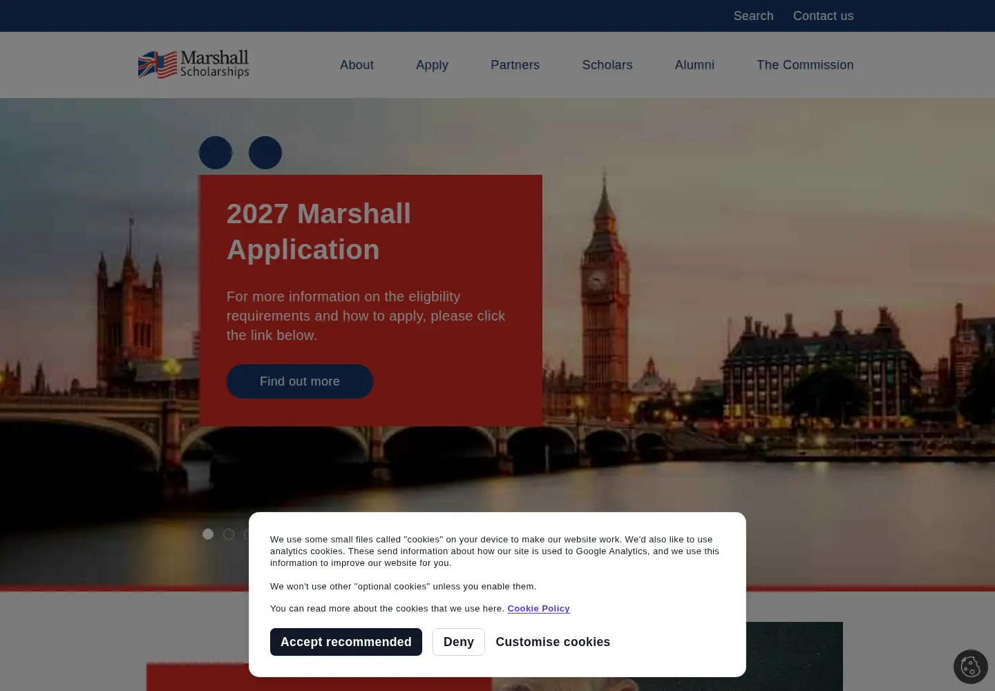 Screenshot of marshallscholarship.org