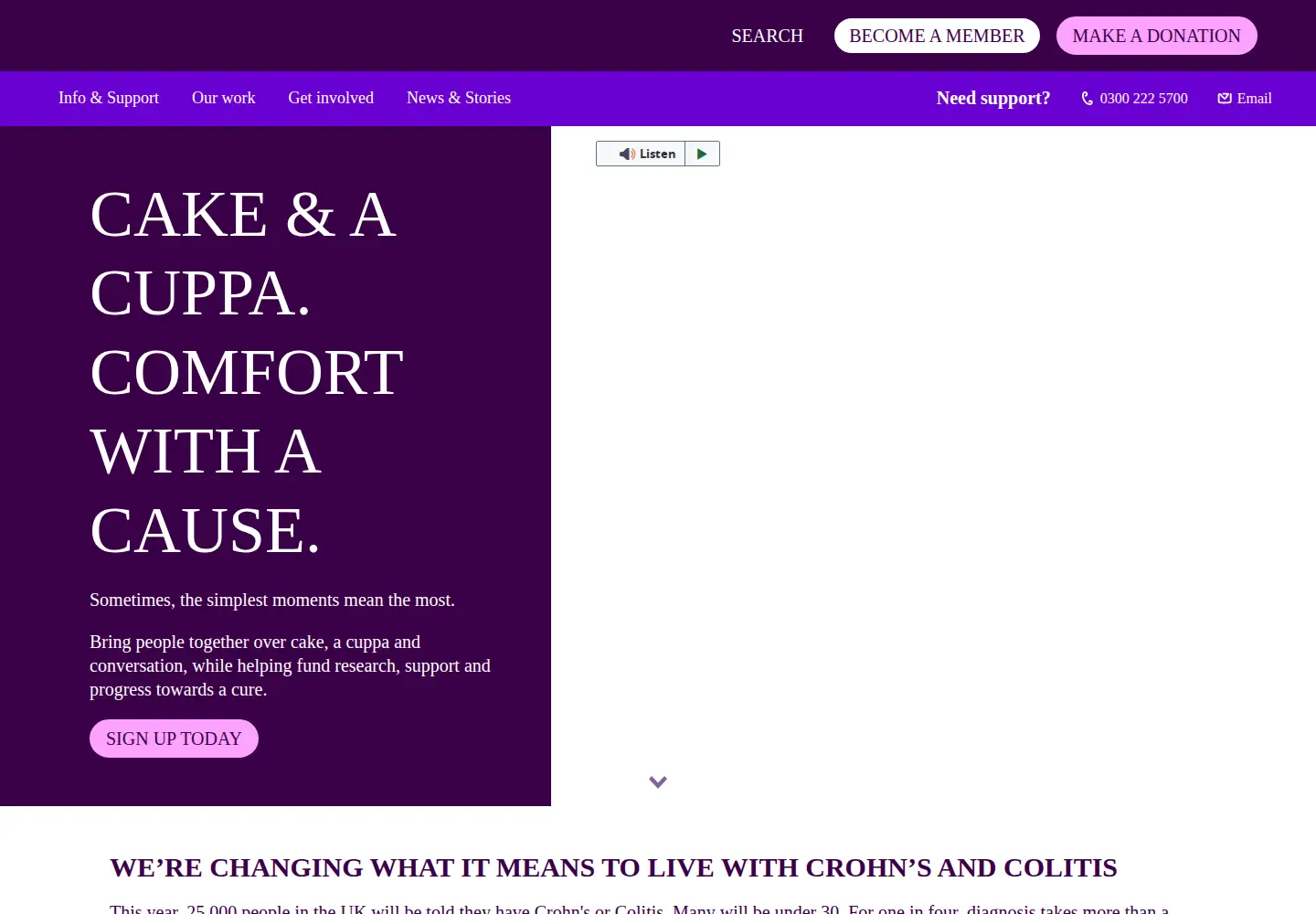 Captured homepage of crohnsandcolitis.org.uk in the current scan