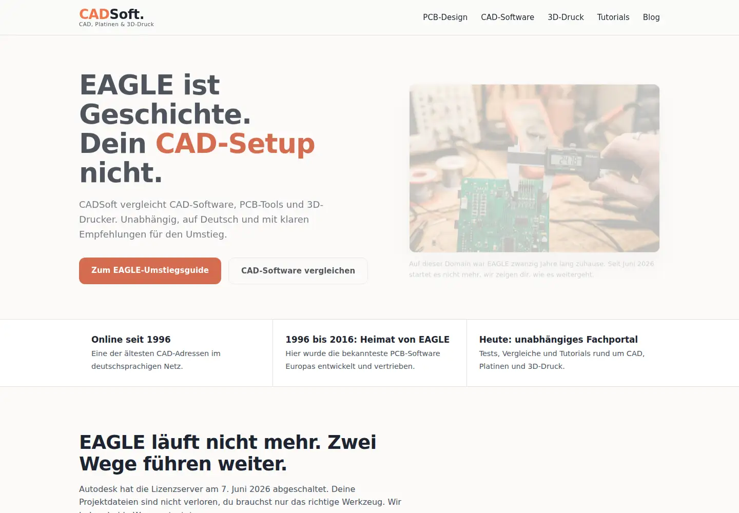 Screenshot of cadsoft.de