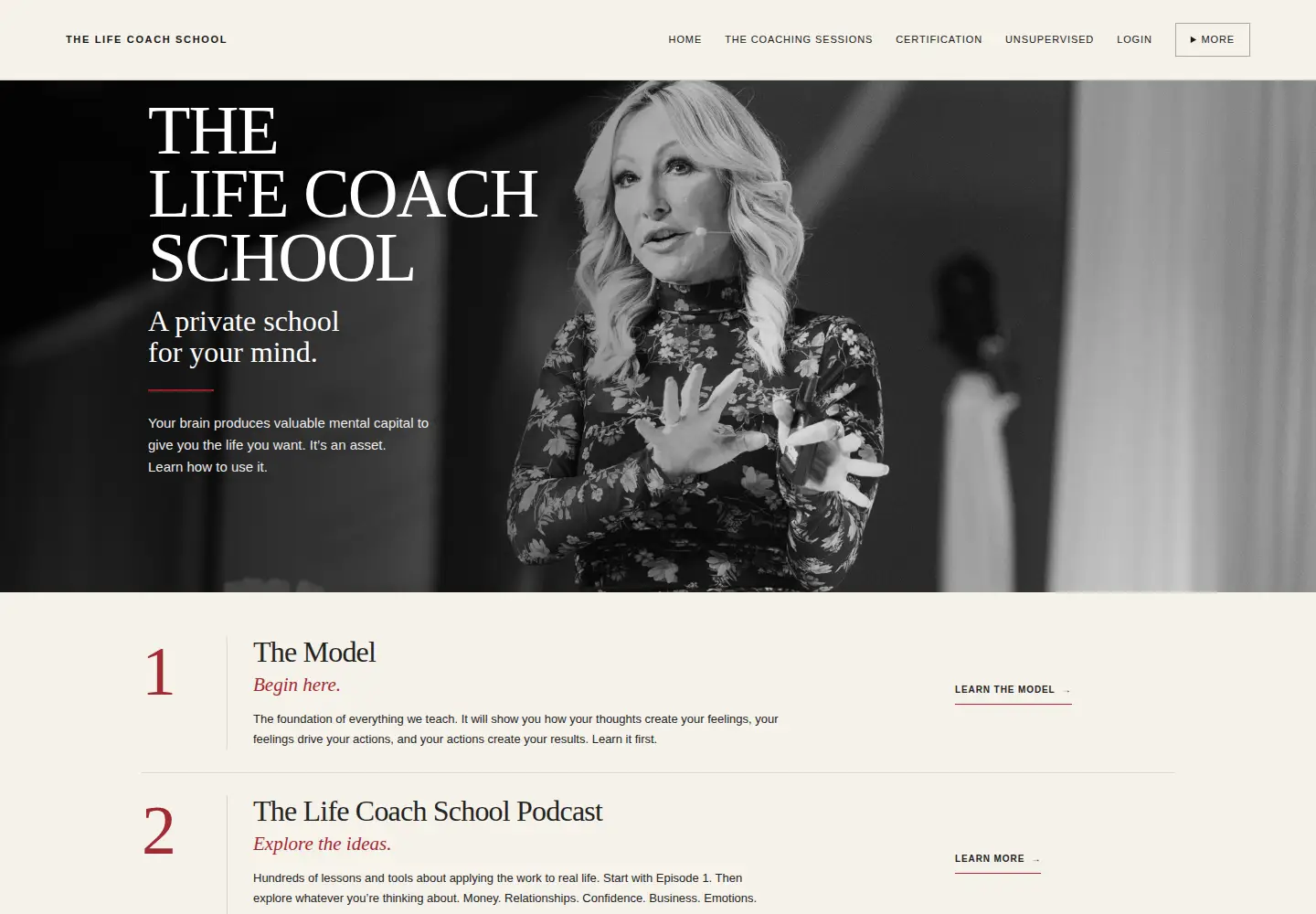 Captured homepage of thelifecoachschool.com in the current scan