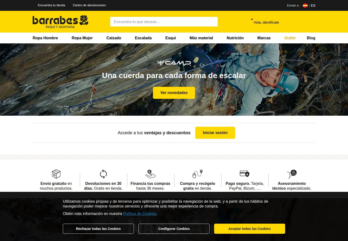 Captured homepage of barrabes.com in the current scan