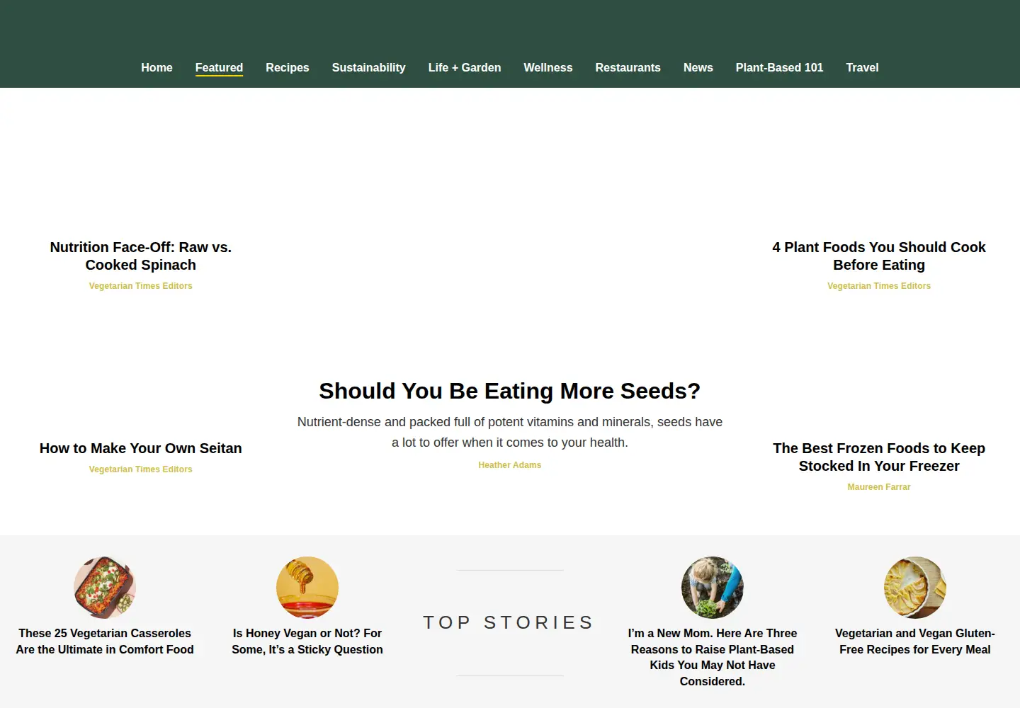 Screenshot of vegetariantimes.com