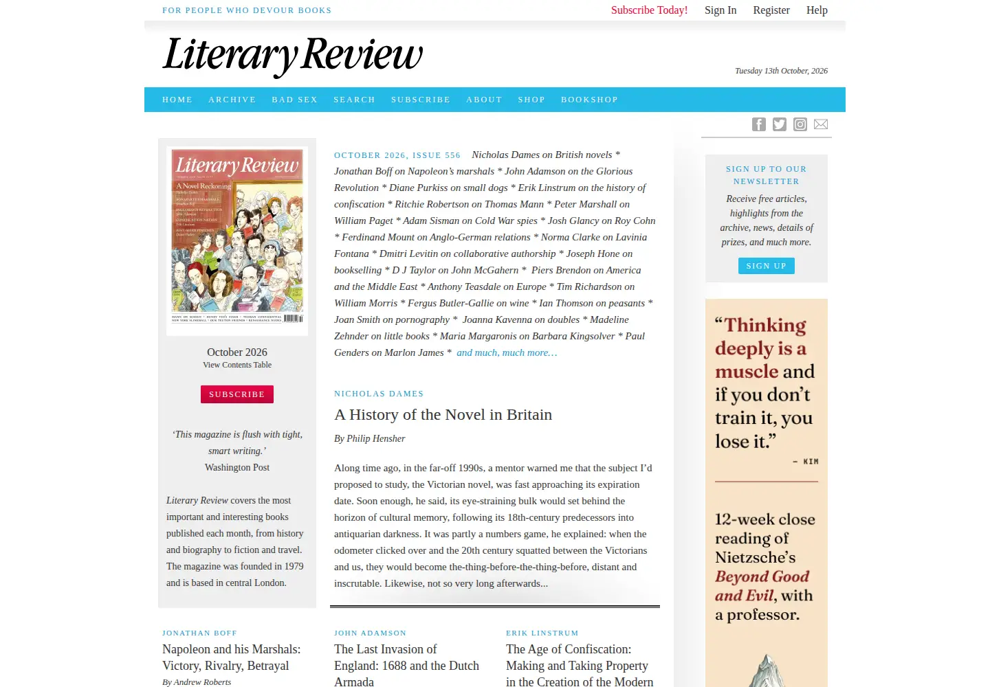 Captured homepage of literaryreview.co.uk in the current scan