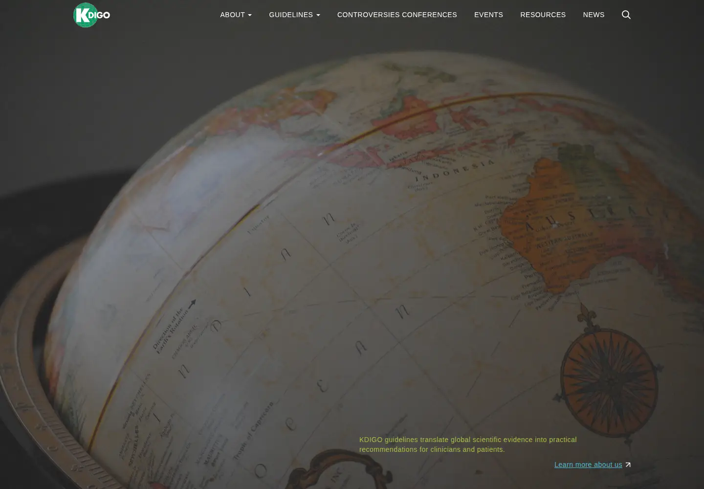 Captured homepage of kdigo.org in the current scan