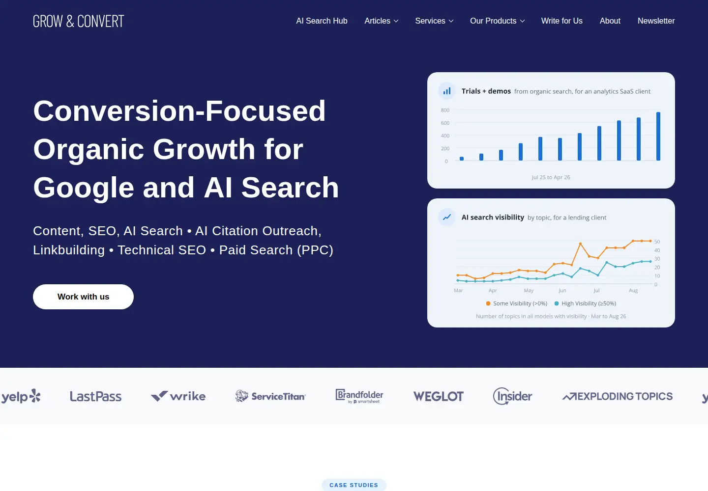 Captured homepage of growandconvert.com in the current scan