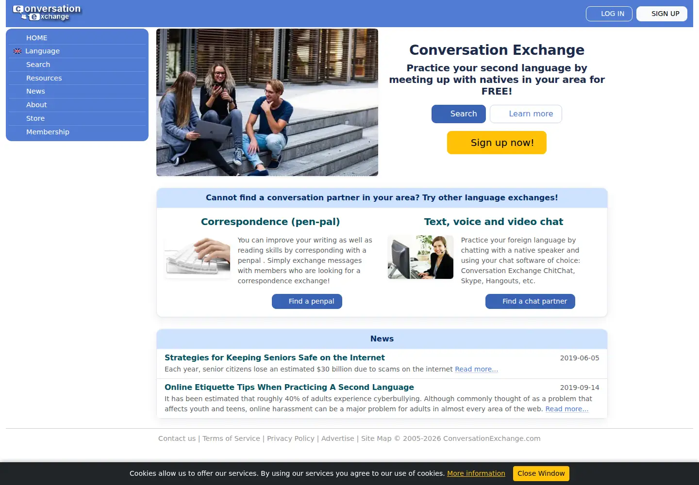 Screenshot of conversationexchange.com