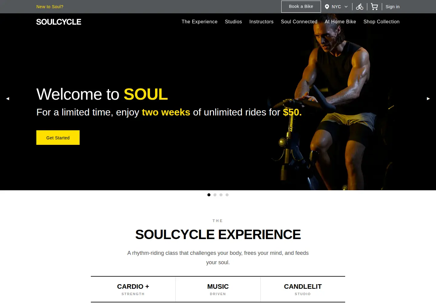 Screenshot of soul-cycle.com
