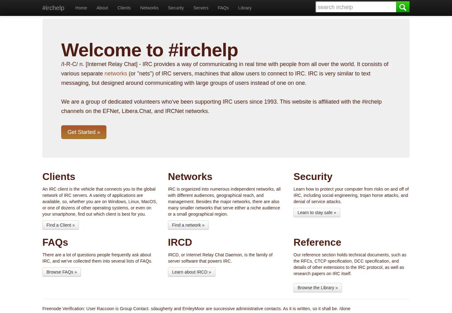 Screenshot of irchelp.org
