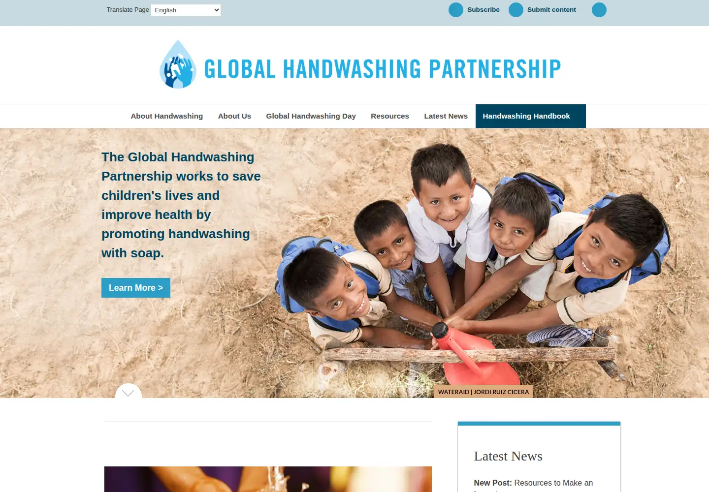 Screenshot of globalhandwashing.org