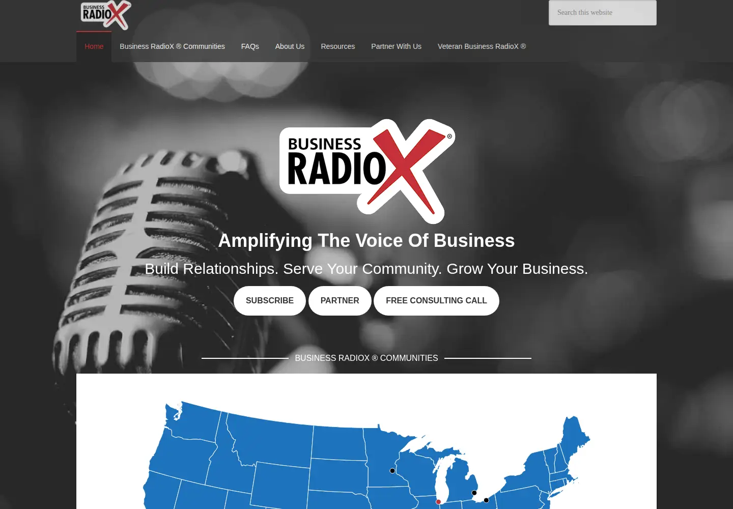 Captured homepage of businessradiox.com in the current scan