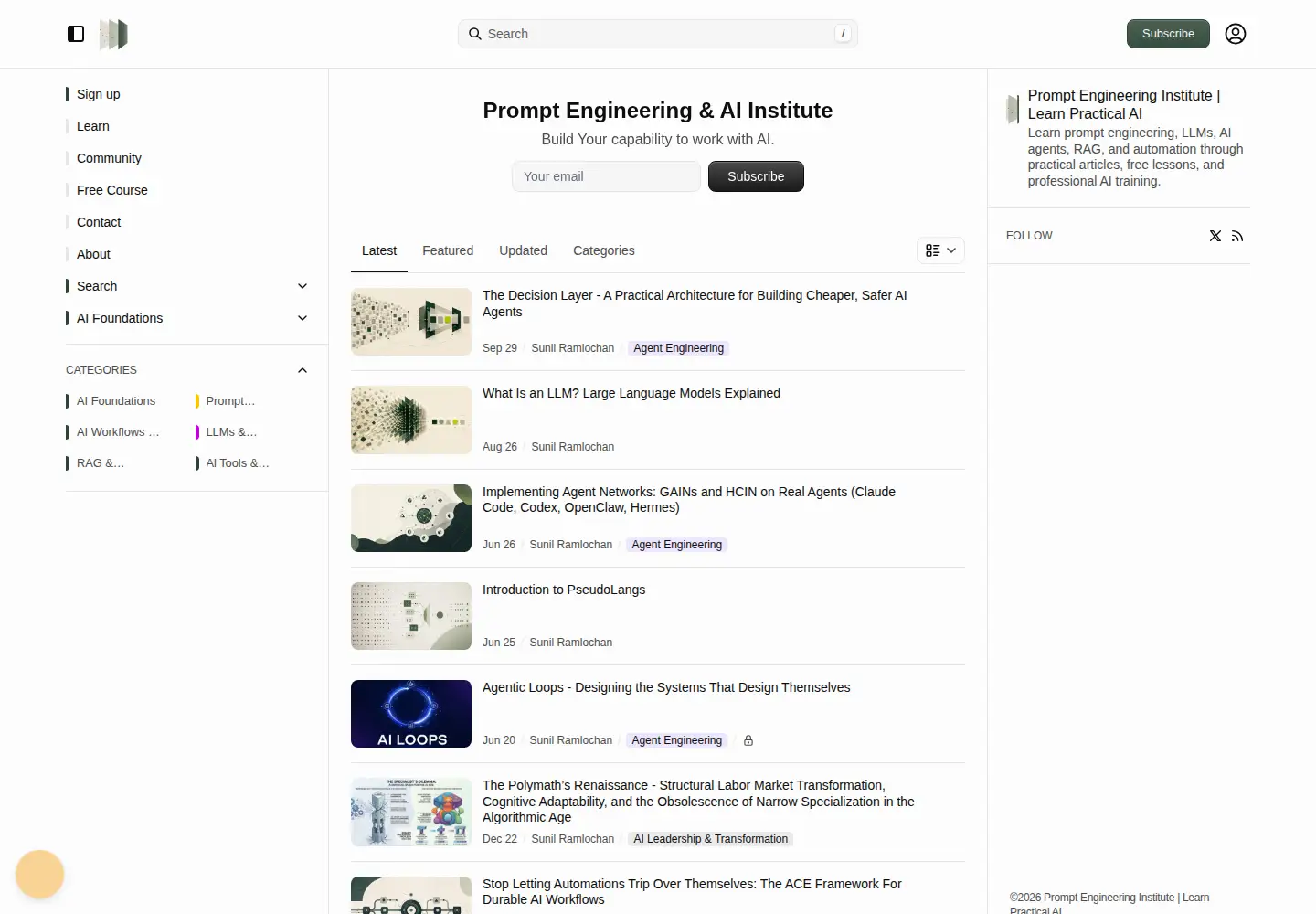 Captured homepage of promptengineering.org in the current scan