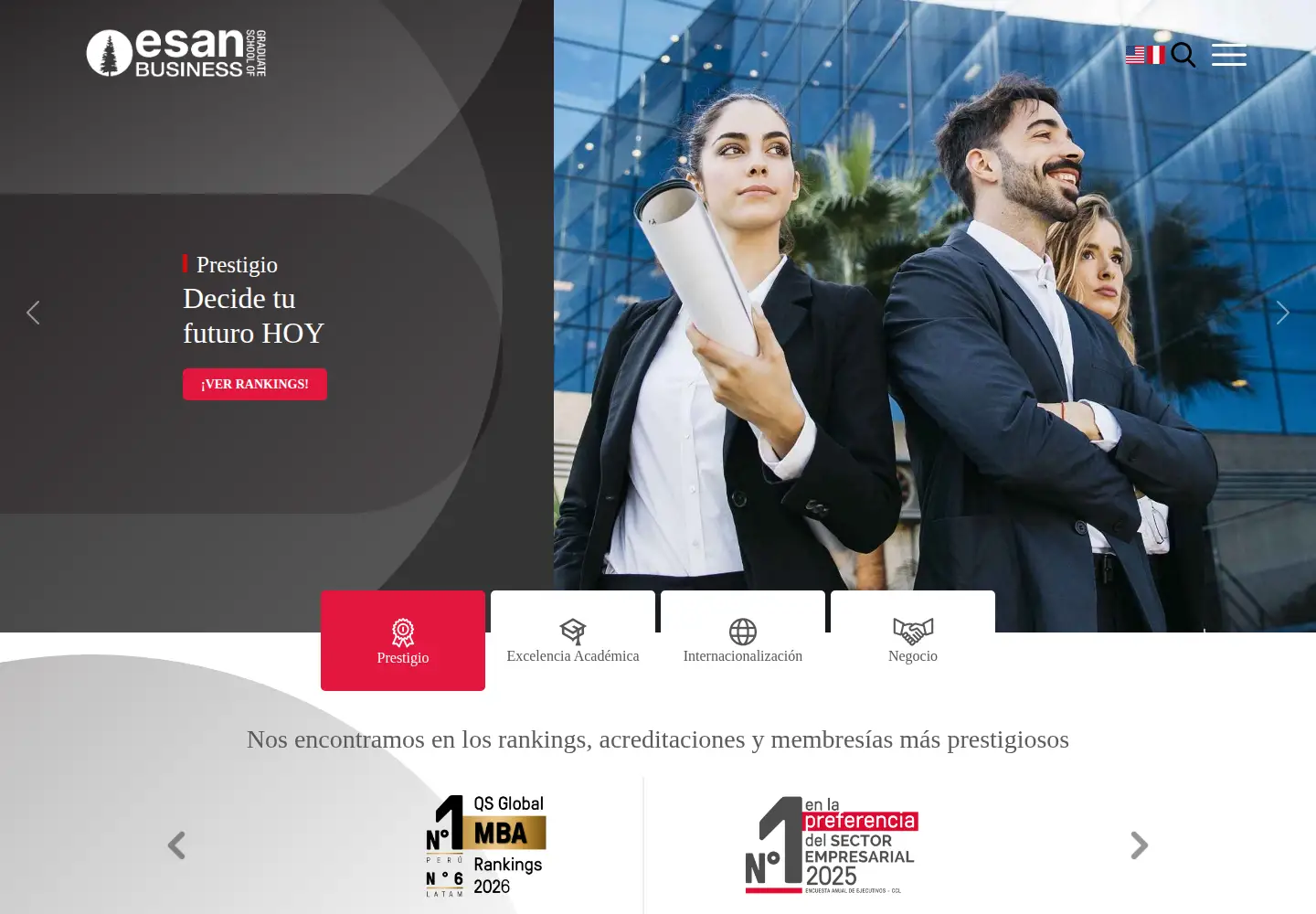 Captured homepage of esan.edu.pe in the current scan