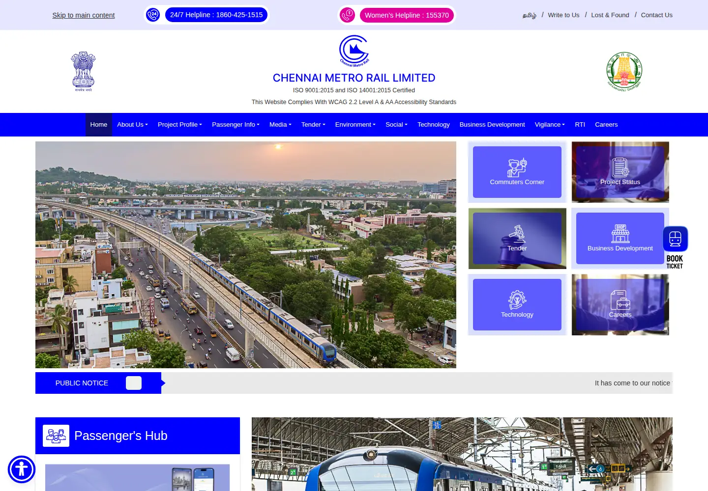 Screenshot of chennaimetrorail.org