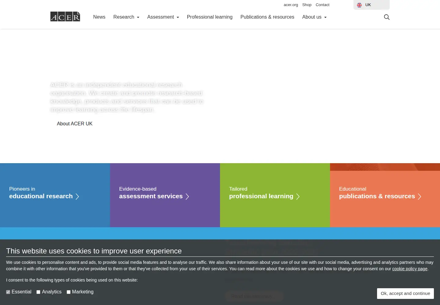 Captured homepage of acer.edu.au in the current scan