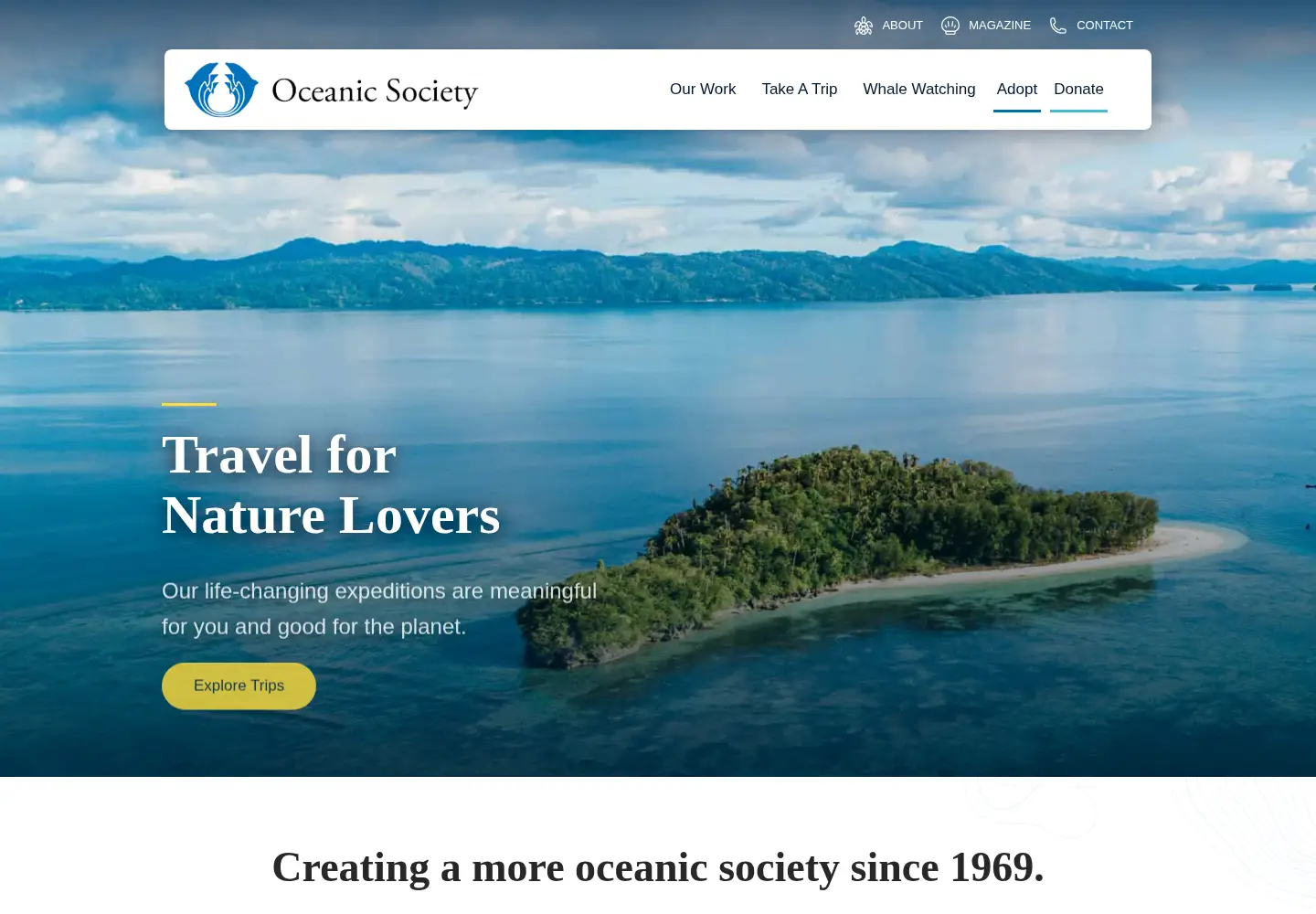 Captured homepage of oceanicsociety.org in the current scan