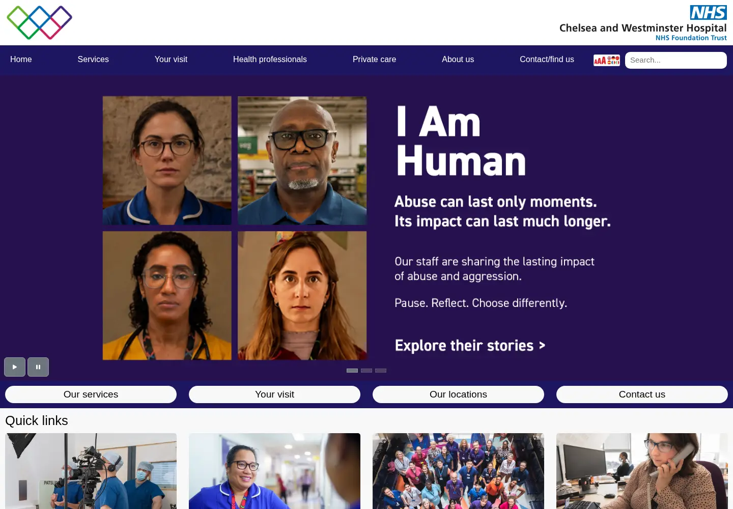 Screenshot of chelwest.nhs.uk