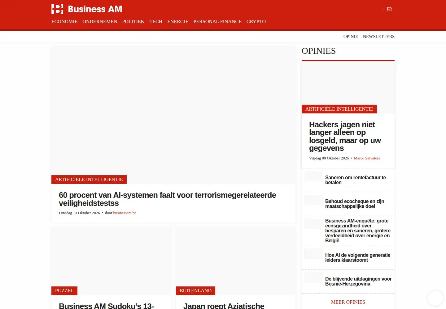 Captured homepage of businessam.be in the current scan