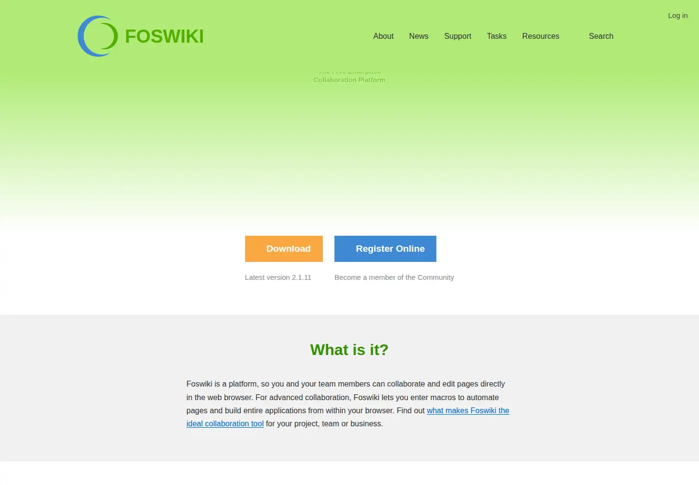 Captured homepage of foswiki.org in the current scan
