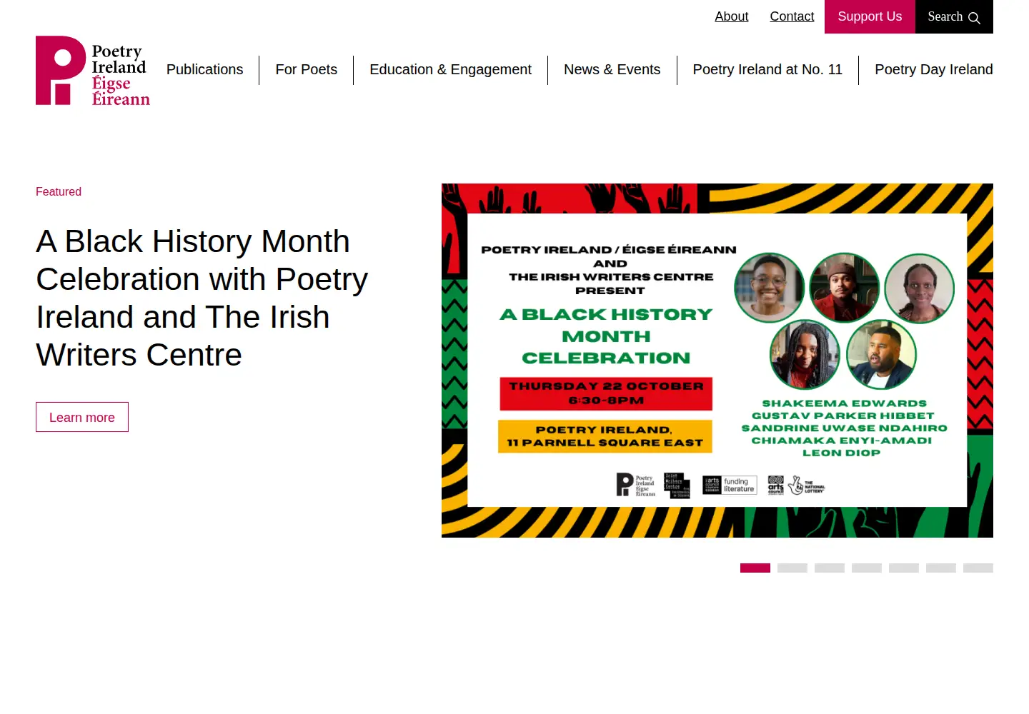 Screenshot of poetryireland.ie
