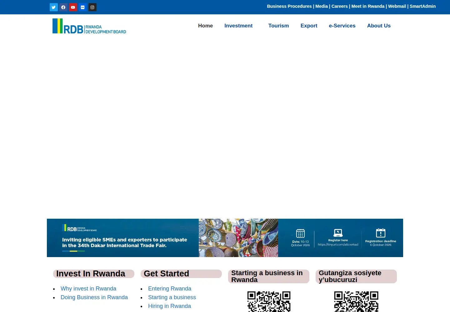 Captured homepage of rdb.rw in the current scan