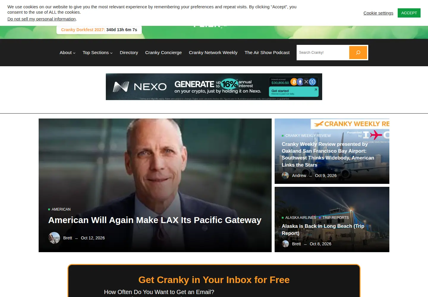 Screenshot of crankyflier.com