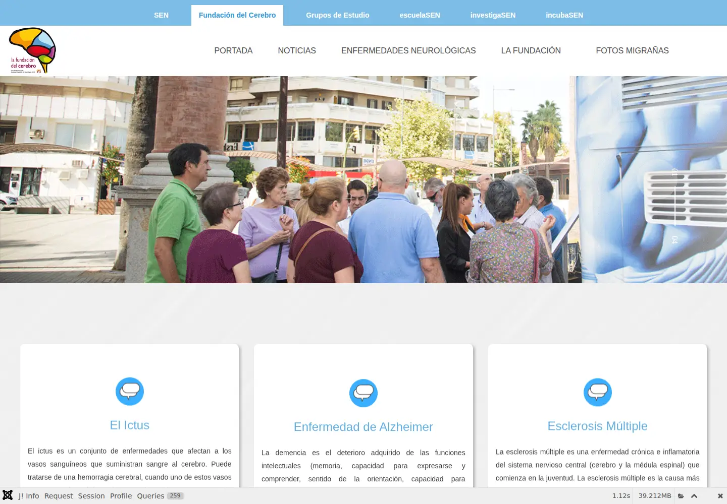 Captured homepage of sen.es in the current scan