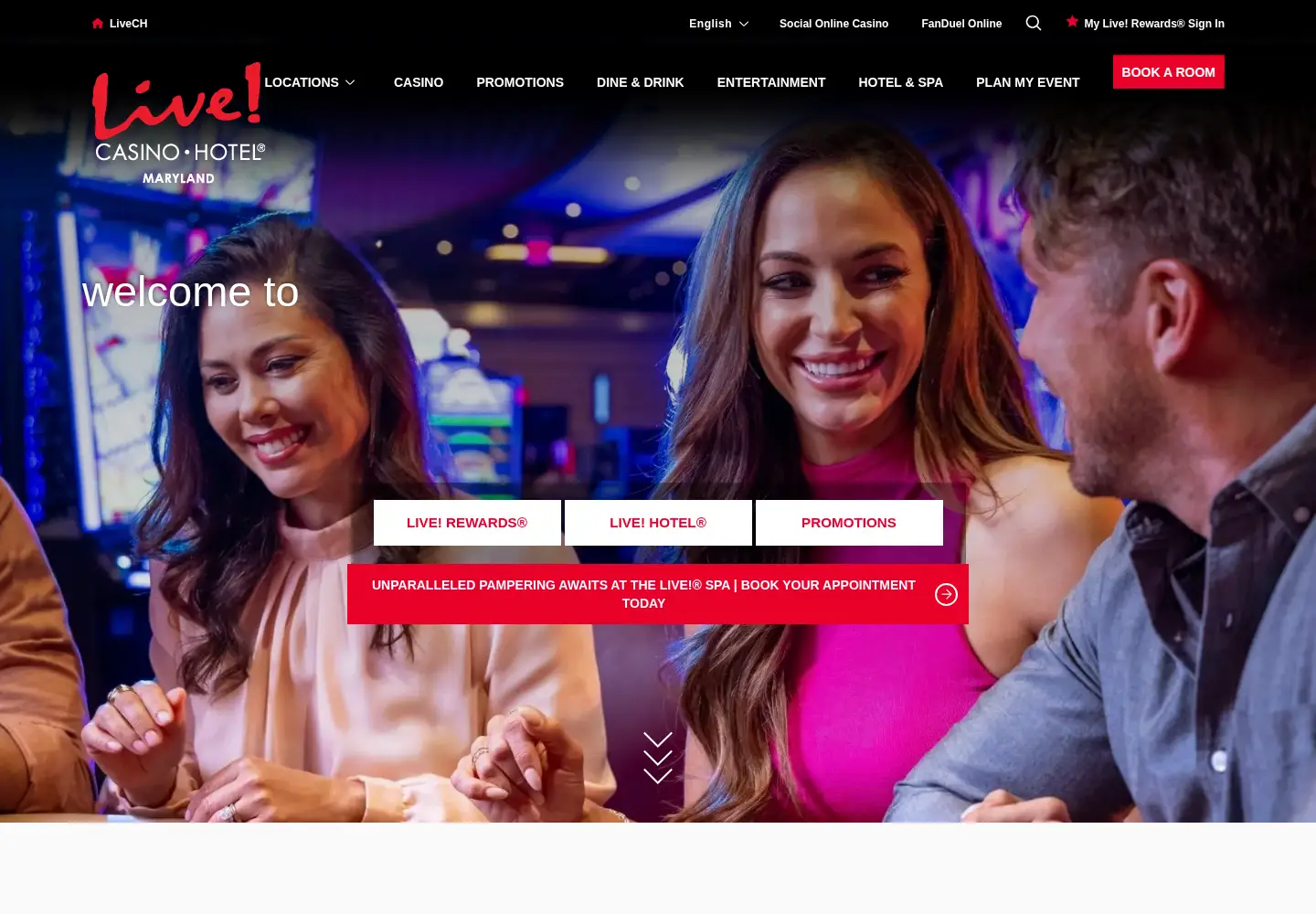 Screenshot of livecasinohotel.com