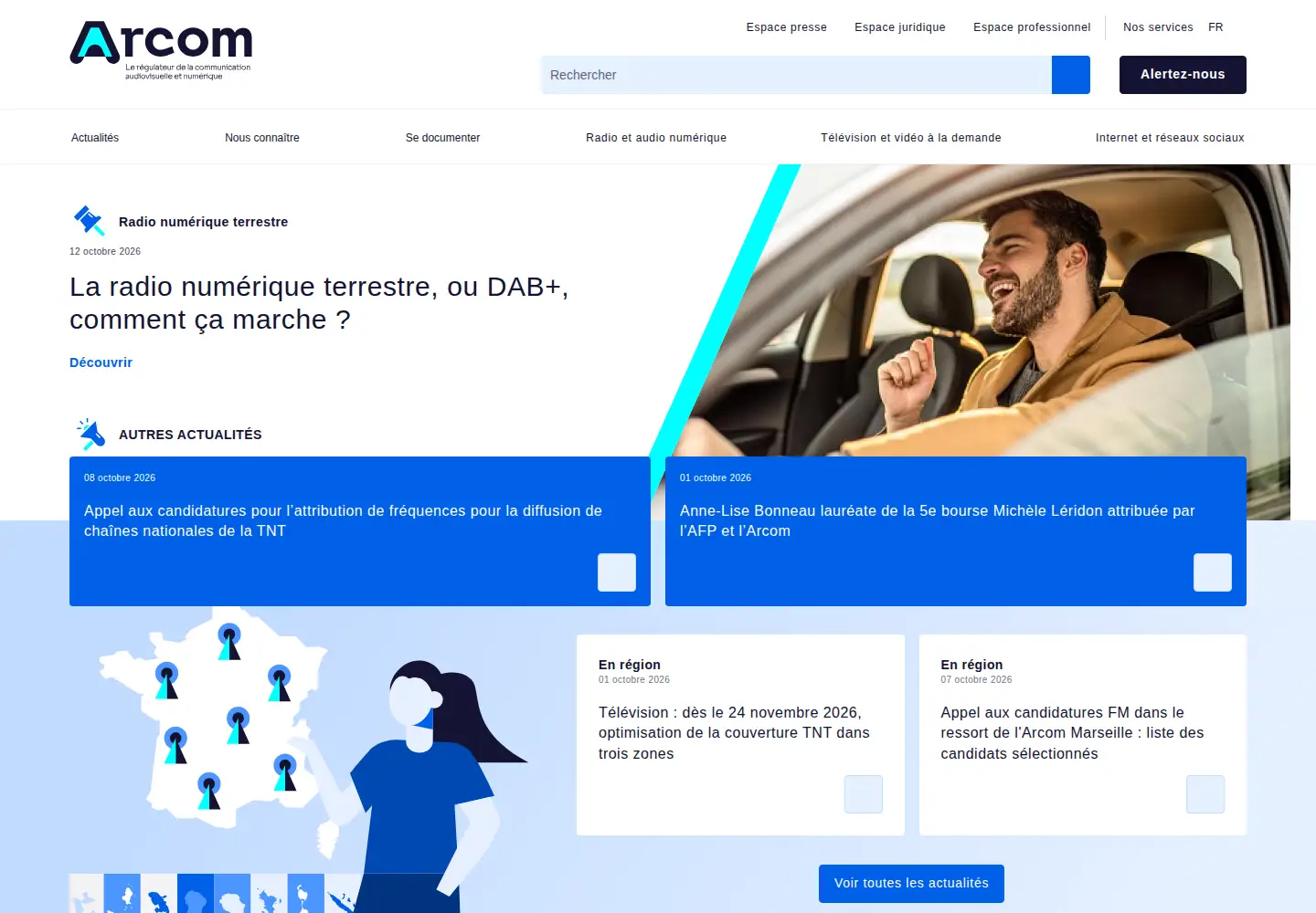 Screenshot of arcom.fr