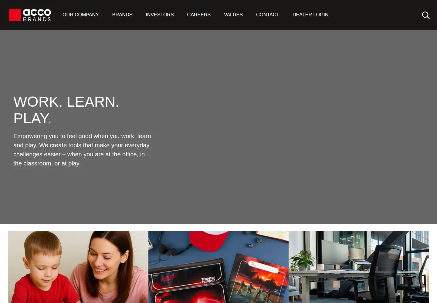 Captured homepage of accobrands.com in the current scan