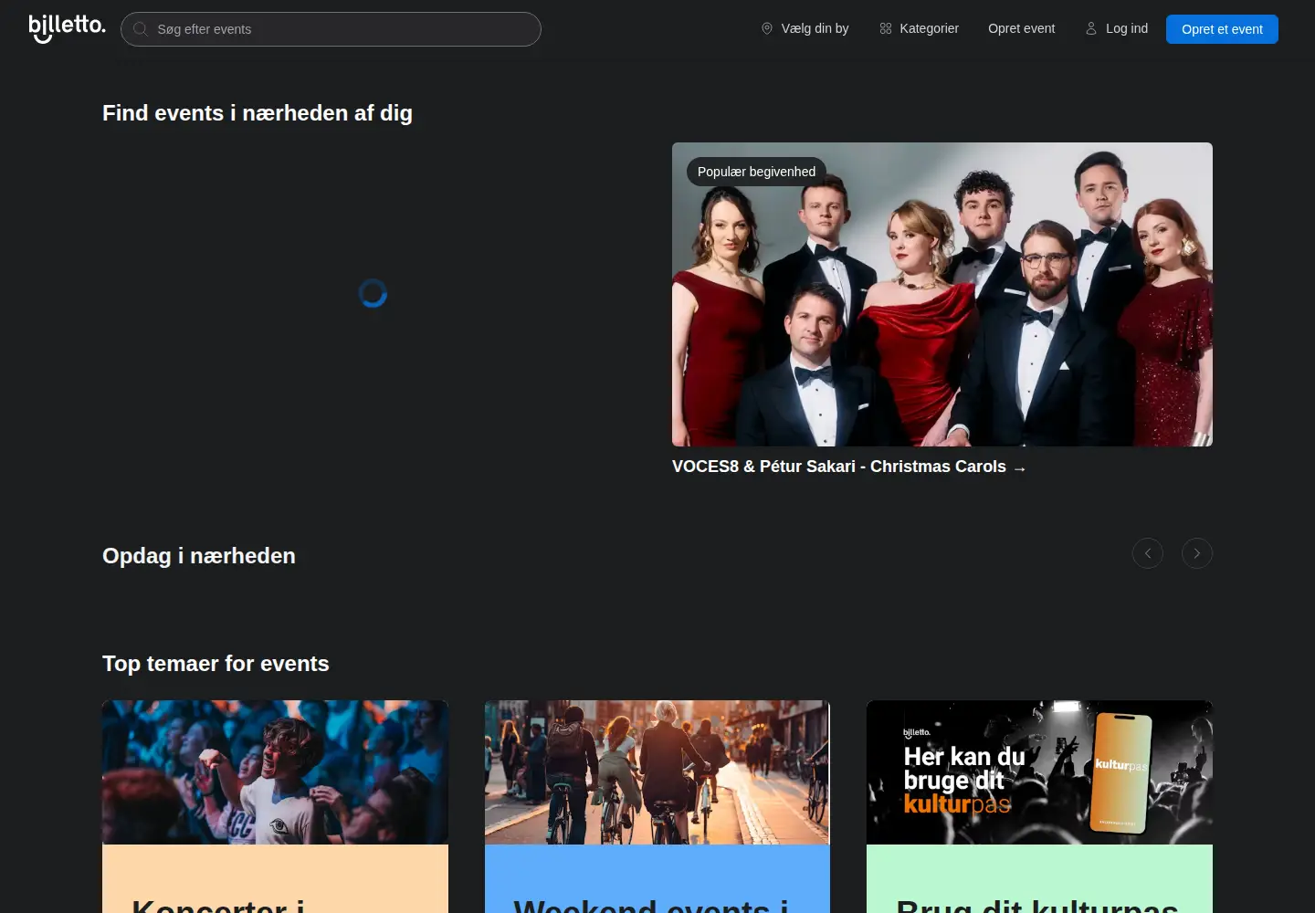 Captured homepage of billetto.dk in the current scan