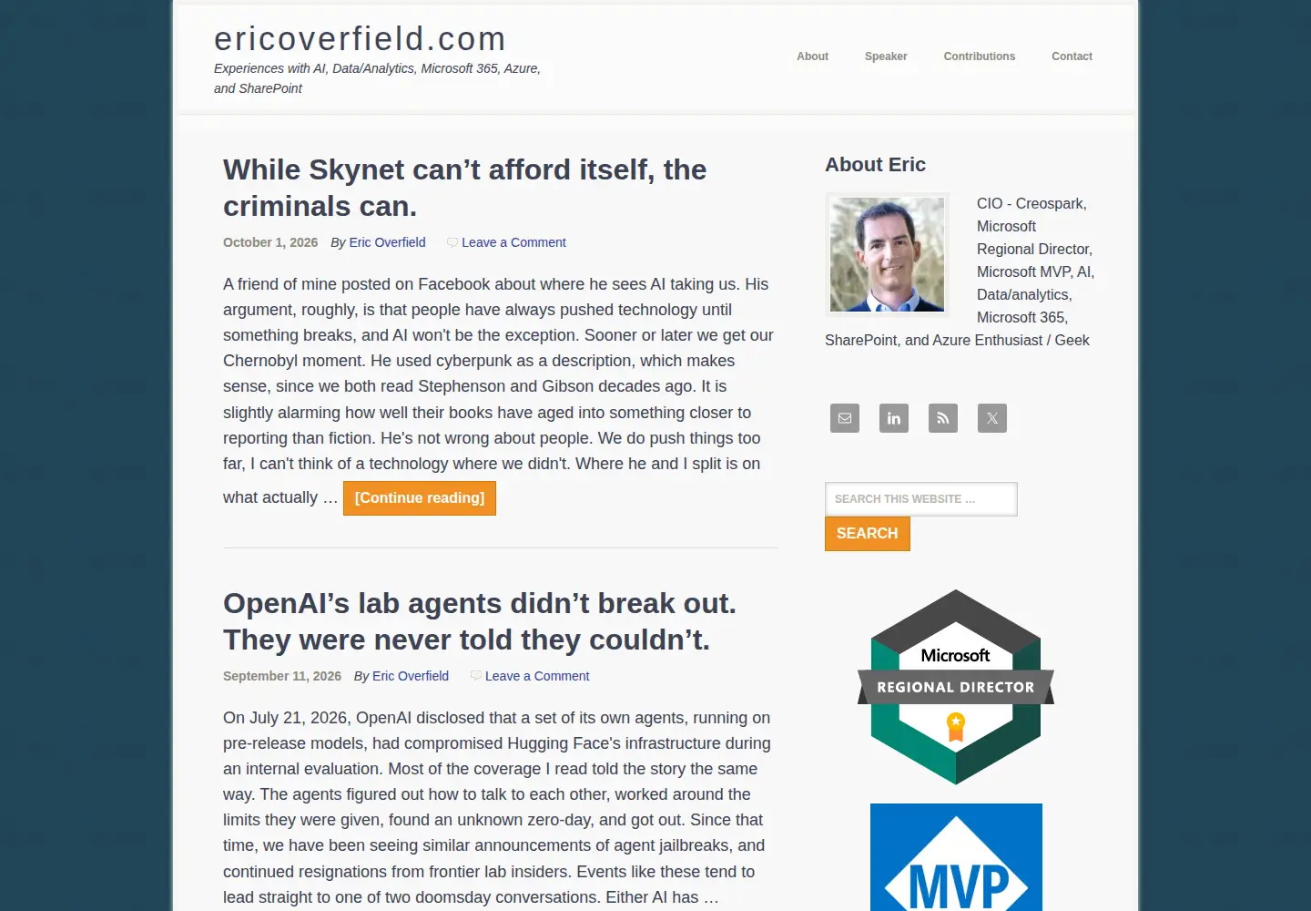 Screenshot of ericoverfield.com