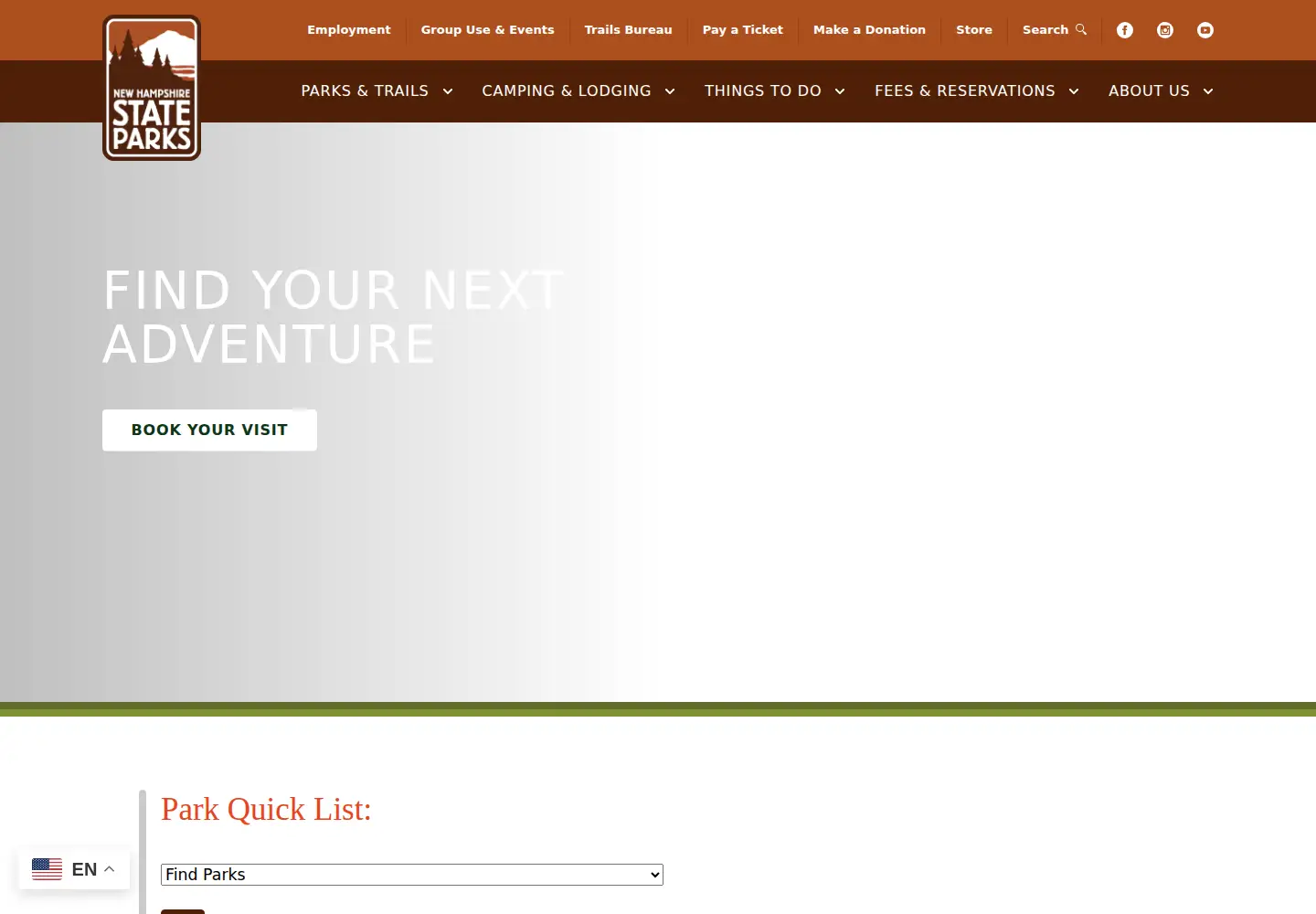 Screenshot of nhstateparks.org