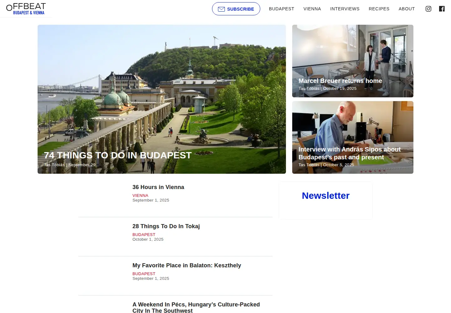 Captured homepage of offbeatbudapest.com in the current scan