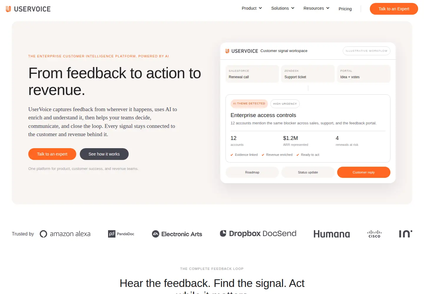 Screenshot of uservoice.com