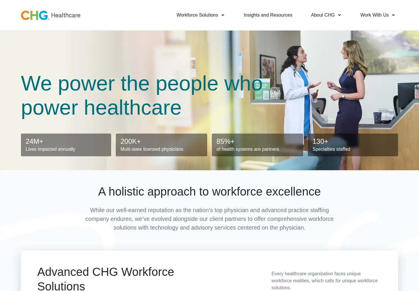 Captured homepage of chghealthcare.com in the current scan