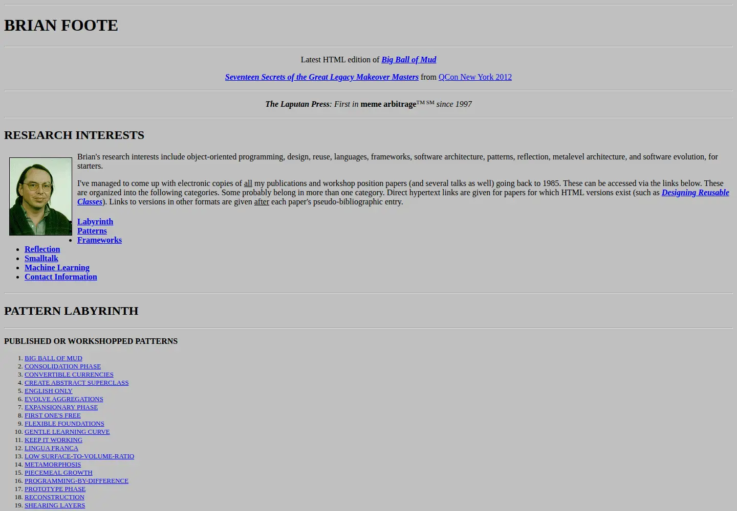 Captured homepage of laputan.org in the current scan
