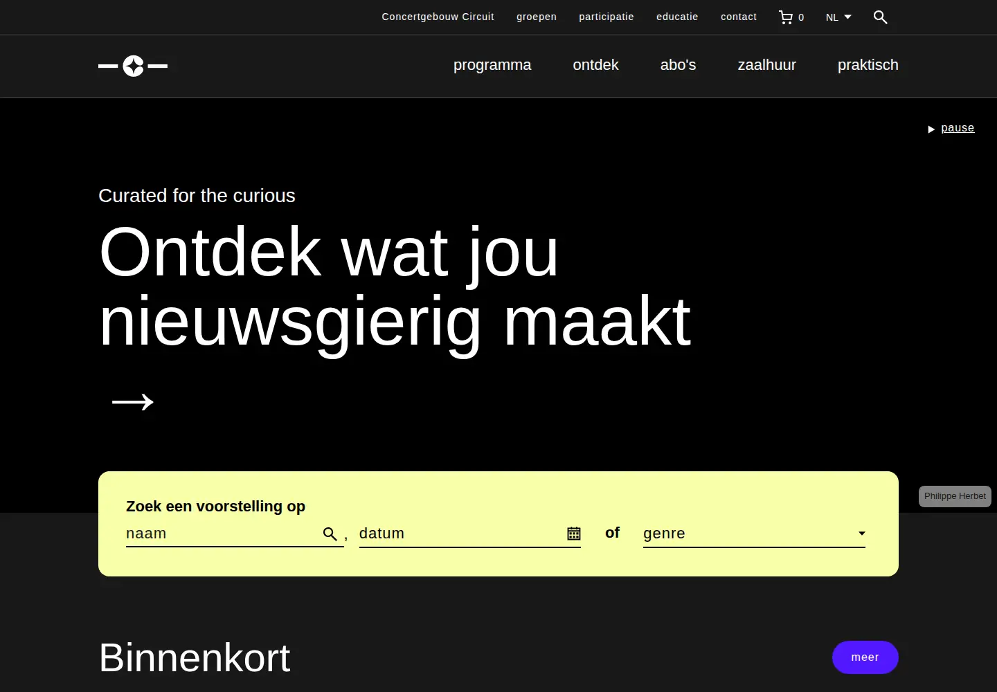 Screenshot of concertgebouw.be