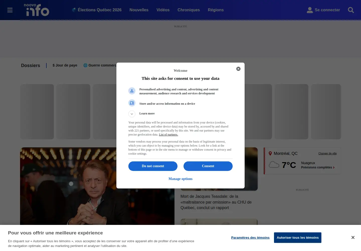 Captured homepage of noovo.info in the current scan
