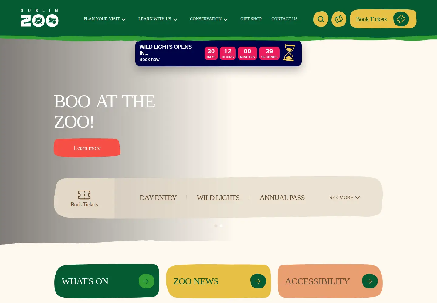 Captured homepage of dublinzoo.ie in the current scan