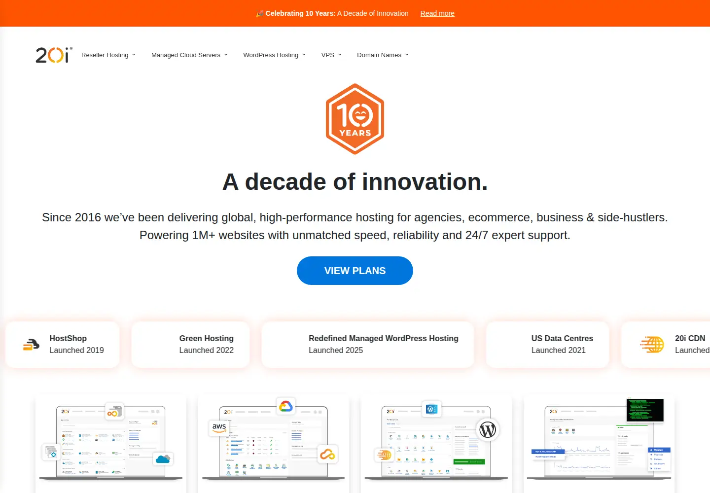 Captured homepage of 20i.com in the current scan